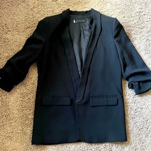 Zara Crepe Ruched Sleeve Black Blazer, Size M